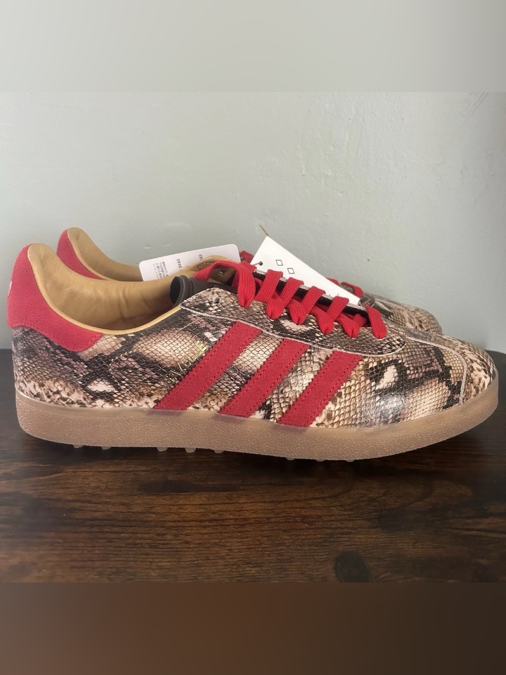 Adidas Gazelle Golf Lux Spikeless Golf Shoes Snakeskin Brown Mens 11 JP7703